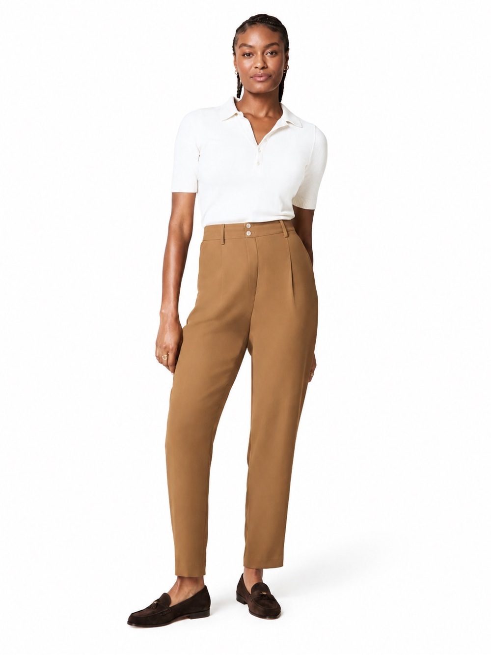 SPANX Carefree Crepe women Tapered Ankle Pant Camel Career NWT medium 0578